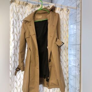 Michael Kors tan trench coat with removable wool lining and hood
